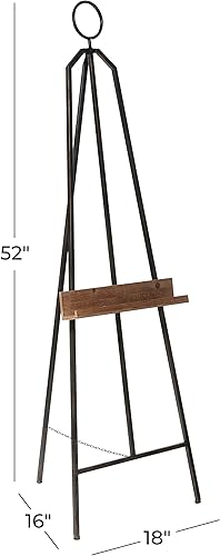 Miniatura 3 de Deco 79 Caballete de exhibición de metal, grande, ajustable, con soporte de cadena y bandeja de madera, soporte de exhibición de 16 x 18 x 52 pies,