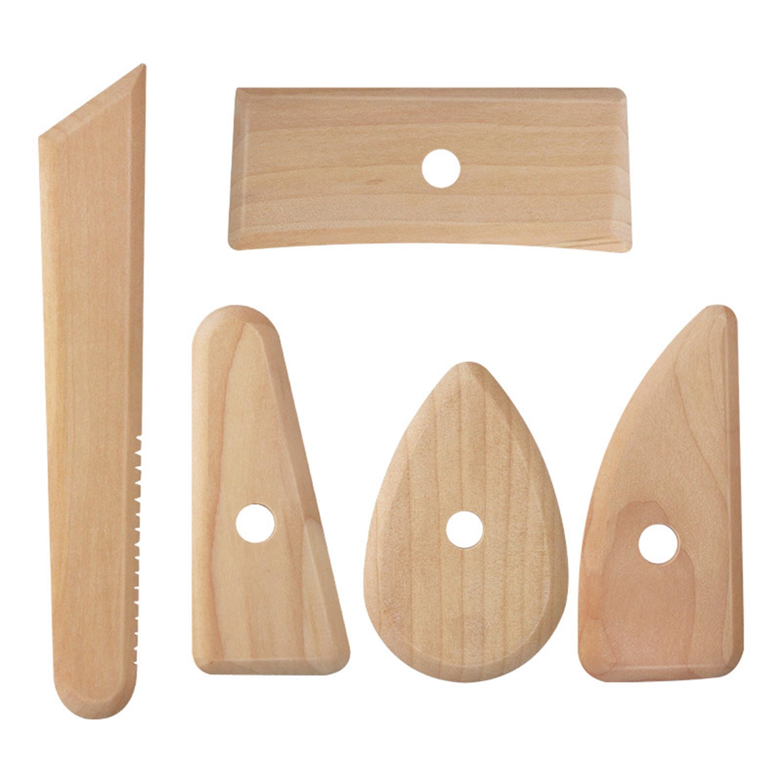 NVOQILIN 5Pcs Professional Clay Texture Ribs Pottery Foot Shapers Wooden Pottery Sculpting Tool for Ceramic Clay Carving Shaping Carving Tools for Sculpting