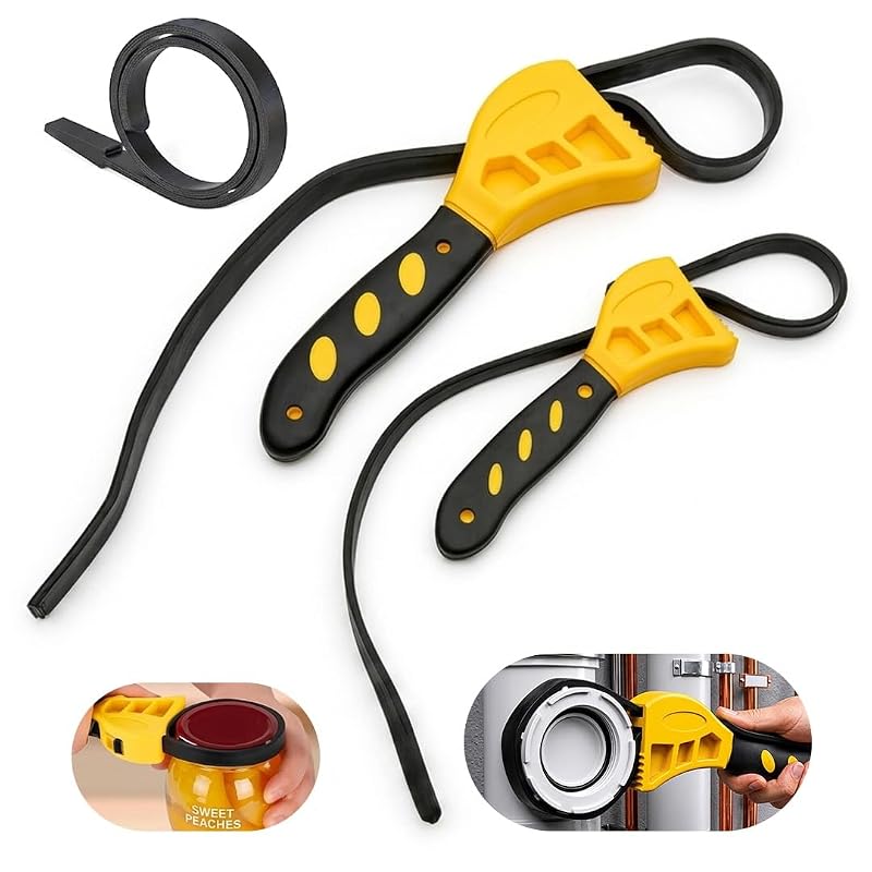 Kit com 2 Chaves Ajustáveis de Correia de Borracha EquickCart, 15,2 cm e 20,3 cm, para Filtros de Óleo, Tubos e Tampas