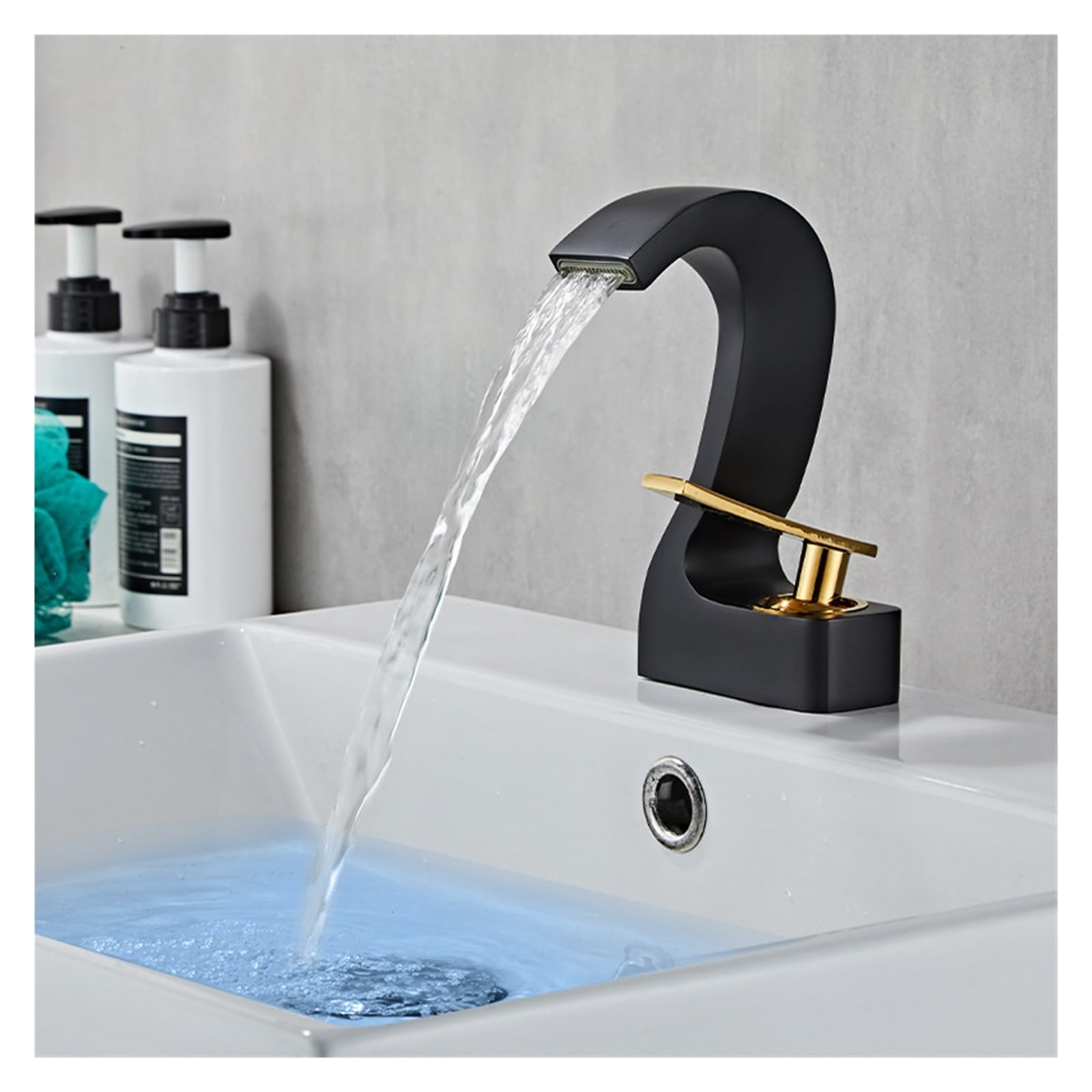 Grifo de lavabo monomando de cobre premium en oro negro para baño elegante