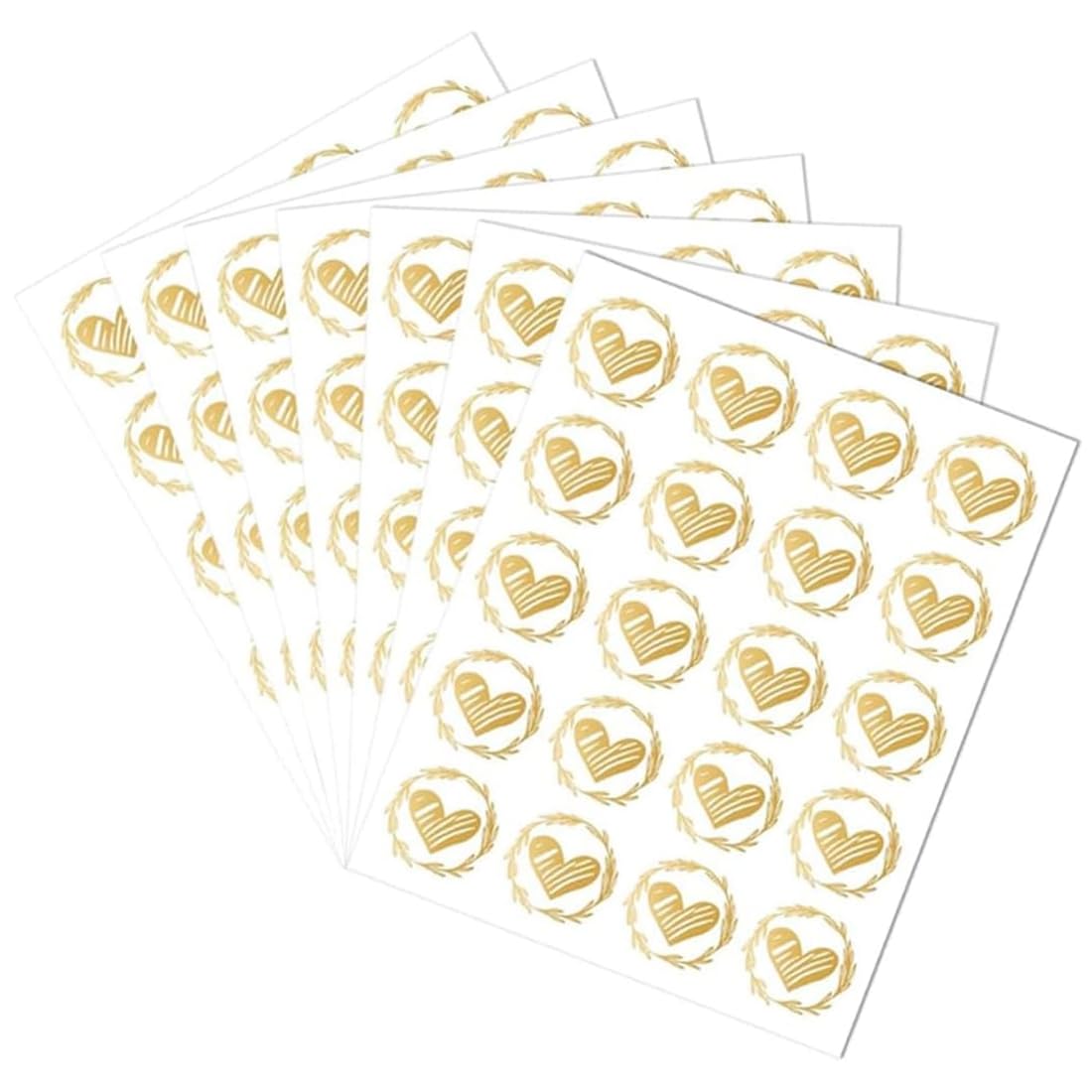 KGDUYC 500pcs Oro Pegatinas en Forma de Corazón- Bronceado Transparente Pegatinas de Sellos de Sobre 3,2 cm Redondas Pegatinas de Corazón para Regalo,Hechas a Mano Boda
