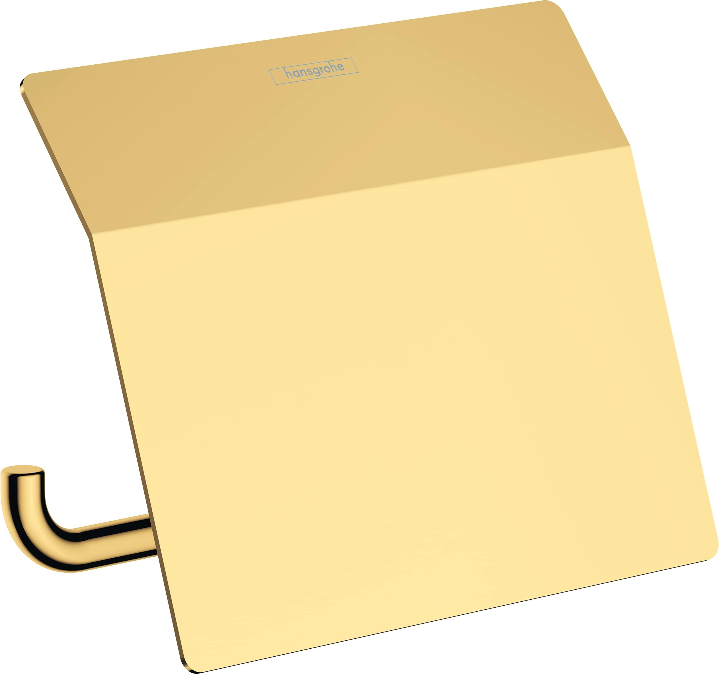 Hansgrohe Toilet Paper Holder, Roll Holder with Cover, Polished Gold Optic, 41753990