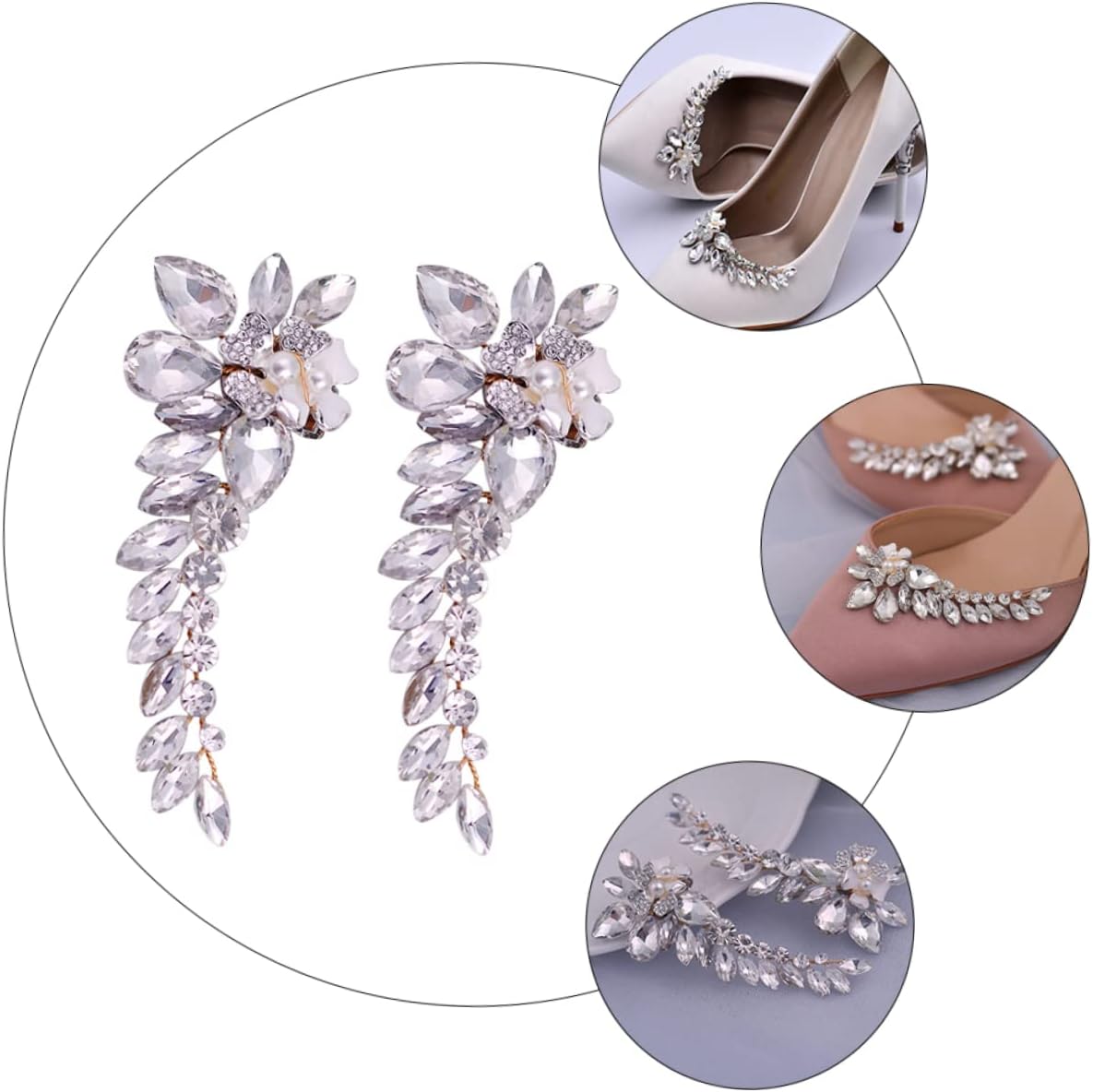 Removable Wedding Shoe Ornaments with Delicate Pearl Rhinestone Buckles Lightweight Decorative Shoe Accessories for Bridal Party and Daily Wear