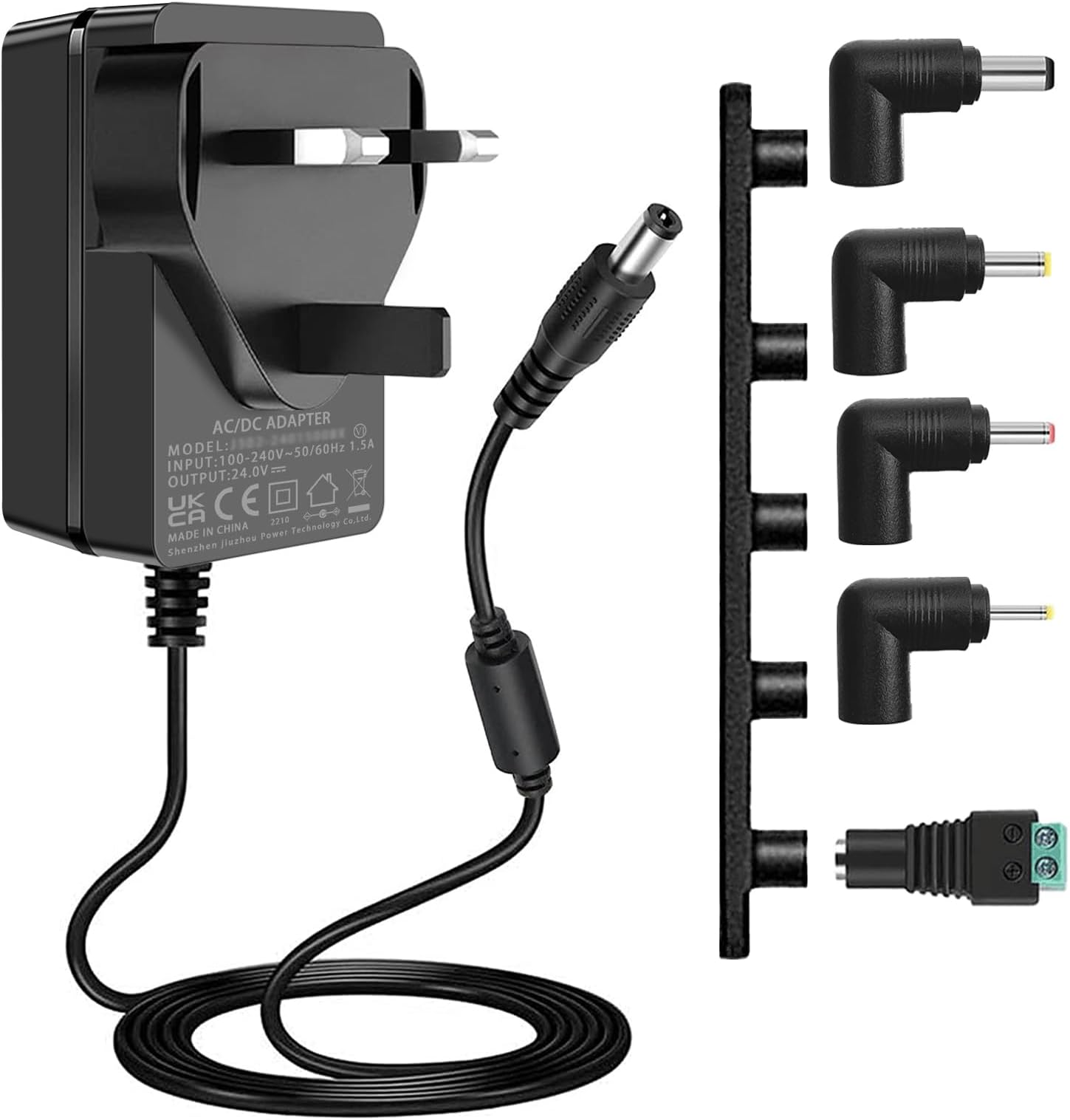 24V DC Power Supply, 24Volts 1.5A 1A 0.5A Power Cord, AC 100-240V Power Adapter, Compatible with DC IN 24Vdc Led Strip Light Soundbar Air Humidifier Etc, with 5 Interchangeable Tips.