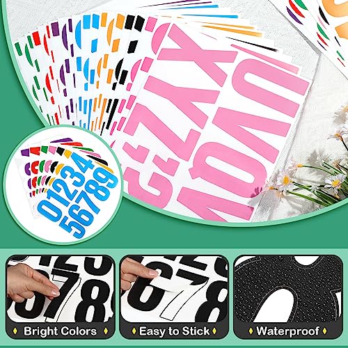 Image of Qilery 32 Sheets 4 Inch Letter and Number Stickers Self Adhesive Vinyl Letters Alphabet Stickers Big Font Letters Number Tags for School Classroom Home Mailbox Decor (Multicolored)