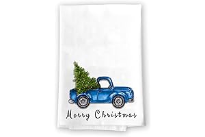 Adorable Blue Truck Christmas Hand Towels for Festive Bathrooms