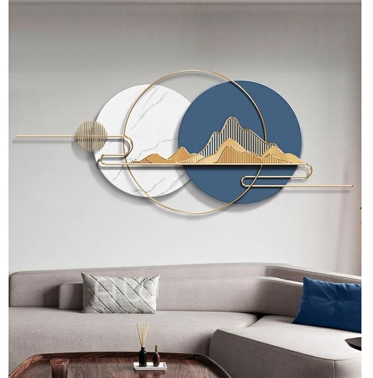 Dekoracja Ścienna Metalowa Dekoracja Ścienna Nowoczesna Sztuka Duże Rzeźby Ścienne Wisząca Na Ścianie Do Salonu Sypialni Dom Domu Dekoracyjny(C,120 * 45cm)