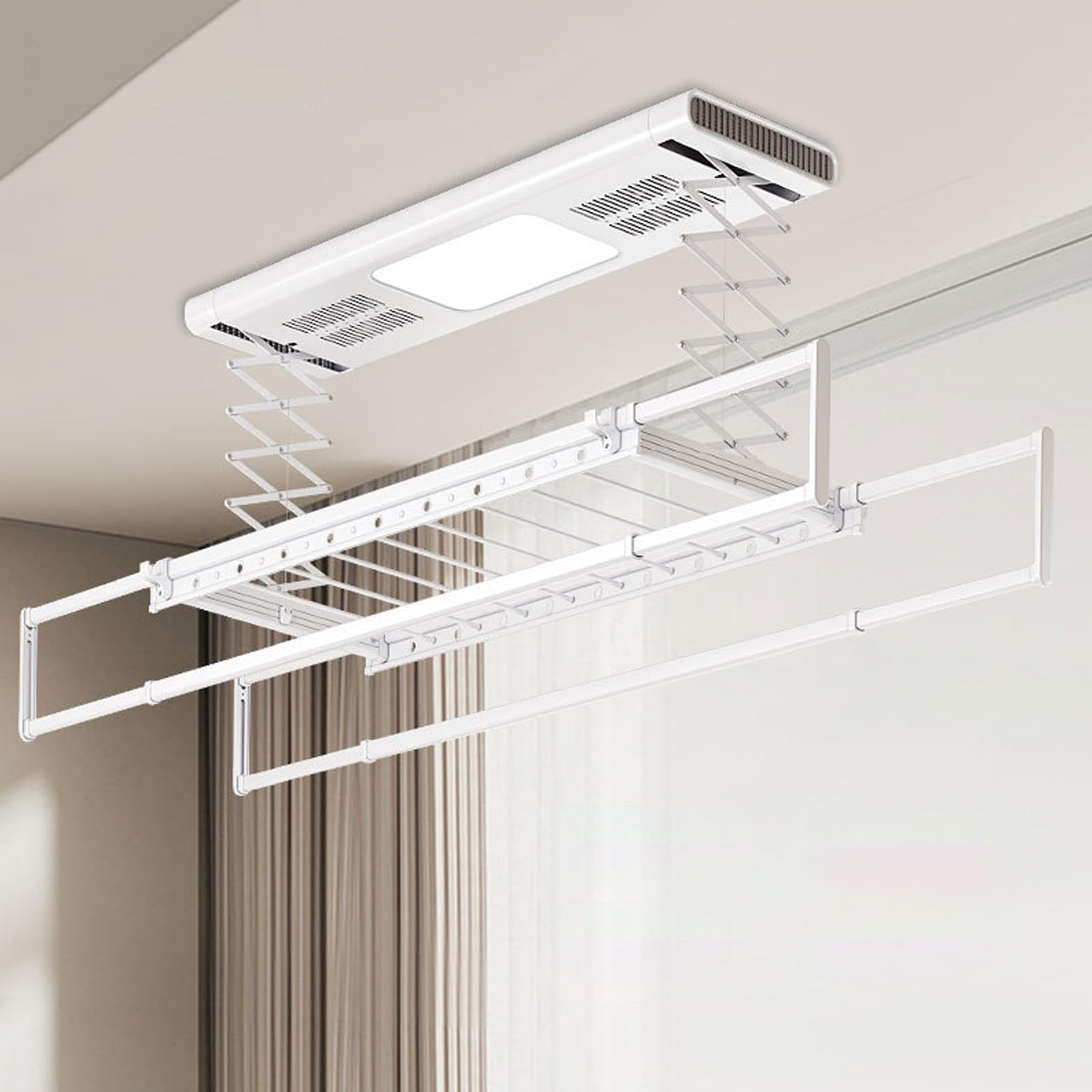 Cedoto elettrico a soffitto Creatrice di asciugatura con luce remota e LED, linea di lavanderia retrattile, lega di alluminio di carico di 45kg, altezza regolabile per il balcone, organizzatore di spa