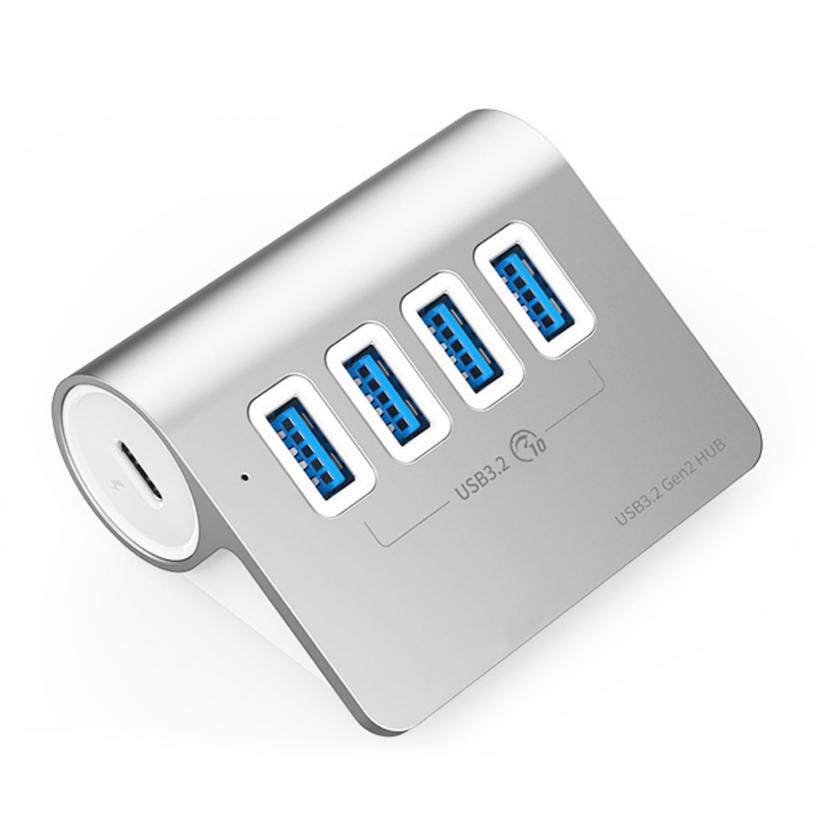 Hub USB 3.2 a 4 porte in alluminio, velocità di trasferimento rapida di 10 Gbps, alimentazione stabile per tutti i dispositivi e accessori per laptop hub