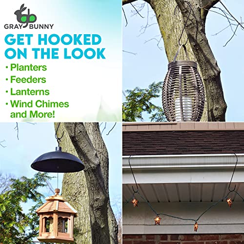 Metal Tree Branch Hook, 12 Inch, Black, 4-Pack, Premium Extra Thick 1/5 Inch Diameter Rust Resistant Steel S-Hooks For Bird Feeders And Baths, Planters, And More #TOP4