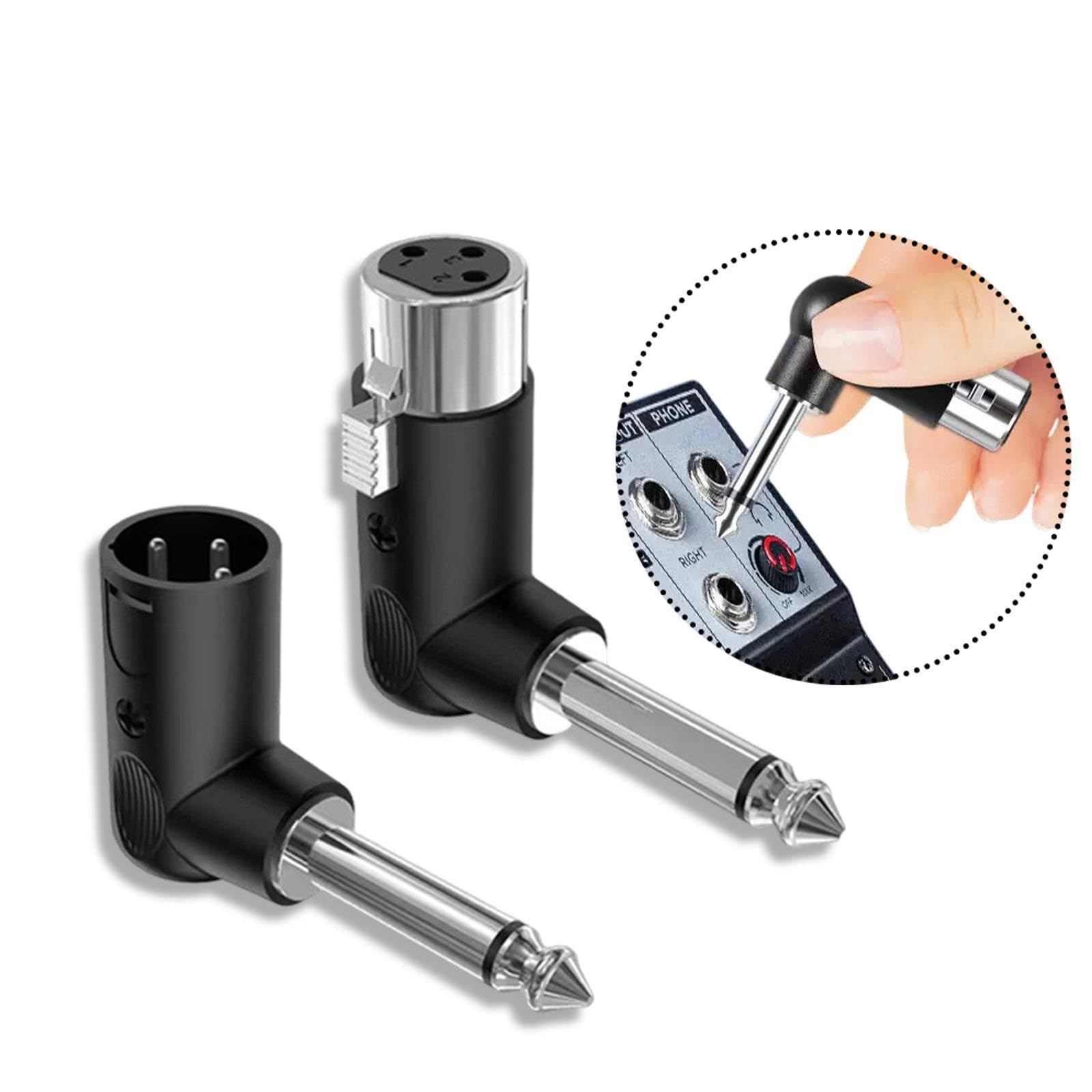 Adaptateur Coudé Robuste XLR Femelle Mâle 3 Broches Jack 6,35 Mm, Connecteurs en Métal pour Guitare, Table de Mixage et Équipements Studio, Conception Robust et Compact