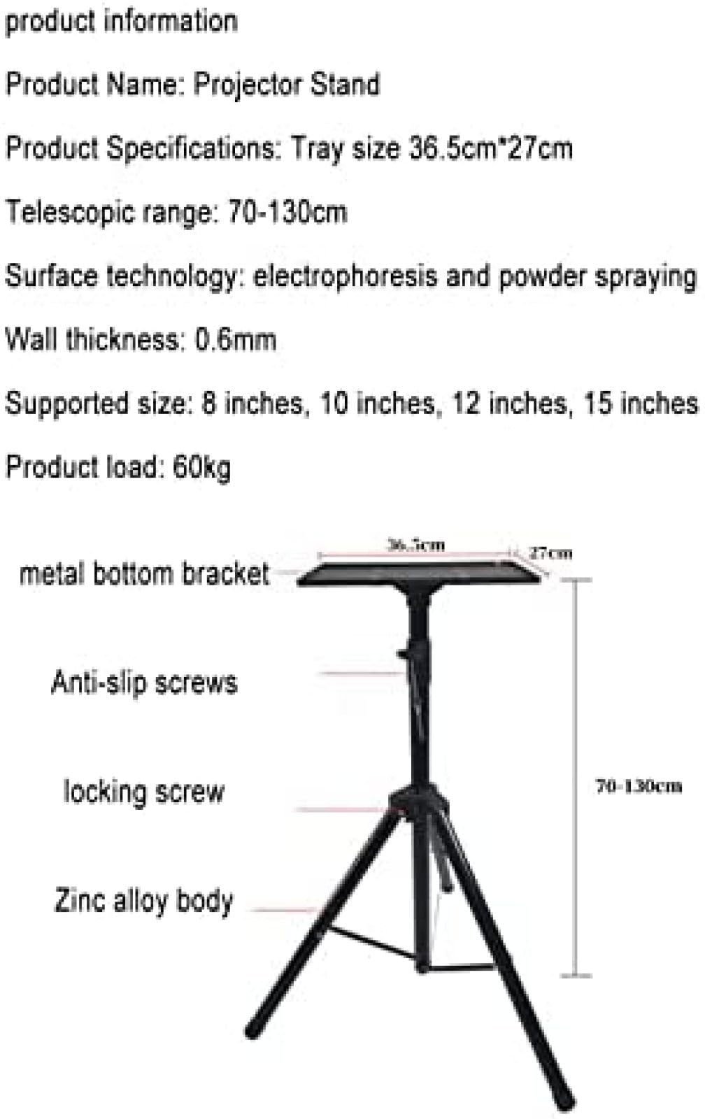 Soporte De Proyector, Soporte De Trípode Multifuncional, Soporte De Suelo Portátil Ajustable Para Trípode, Soporte De Suelo Para Proyector De Trípode, Altura Ajustable De 70 Cm A 130 Cm, Para Proy
