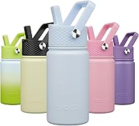 Vista 42 de BJPKPK Botella de agua aislada con tapa con pajilla, botellas de agua de metal de acero inoxidable de 15 onzas, botellas de agua reutilizables a