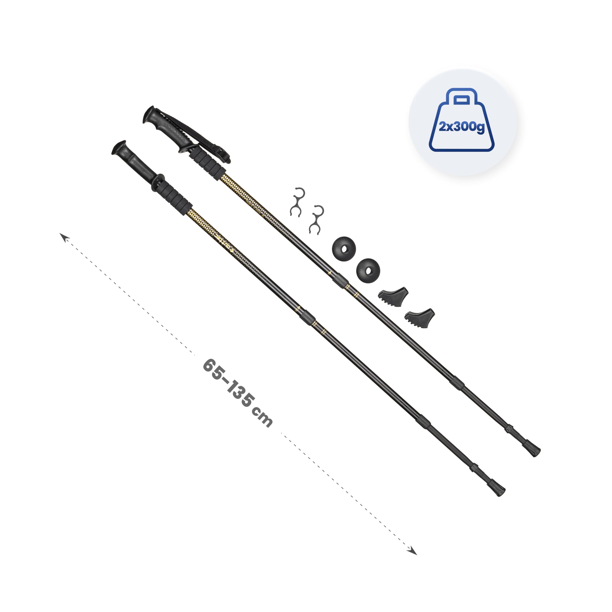 Bastoni da trekking, bastoni da nordic walking, bastoni da escursionismo - regolabili da 65 a 135 cm