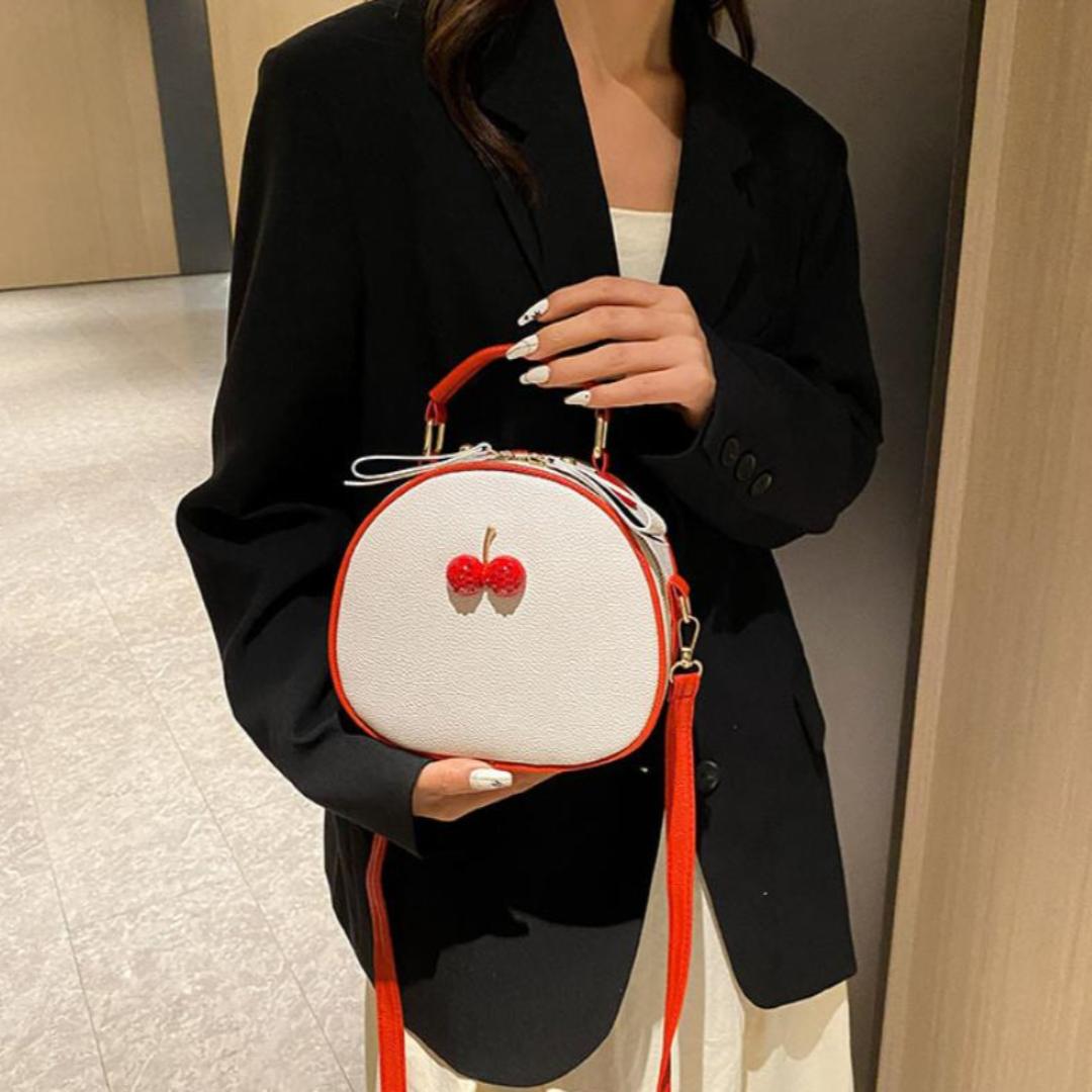 Bolso bandolera de cuero sintético con estampado de cerezas miniatura 7