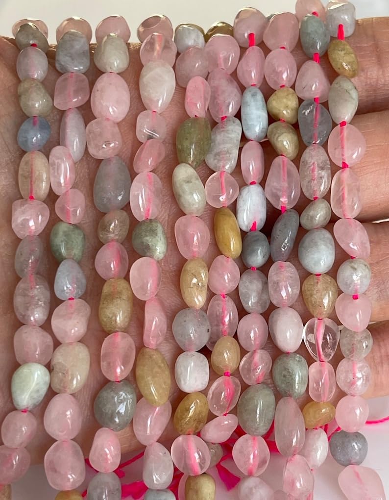 Perles en morganite naturelle 4mm de qualité gemme pour la création de colliers haut de gamme