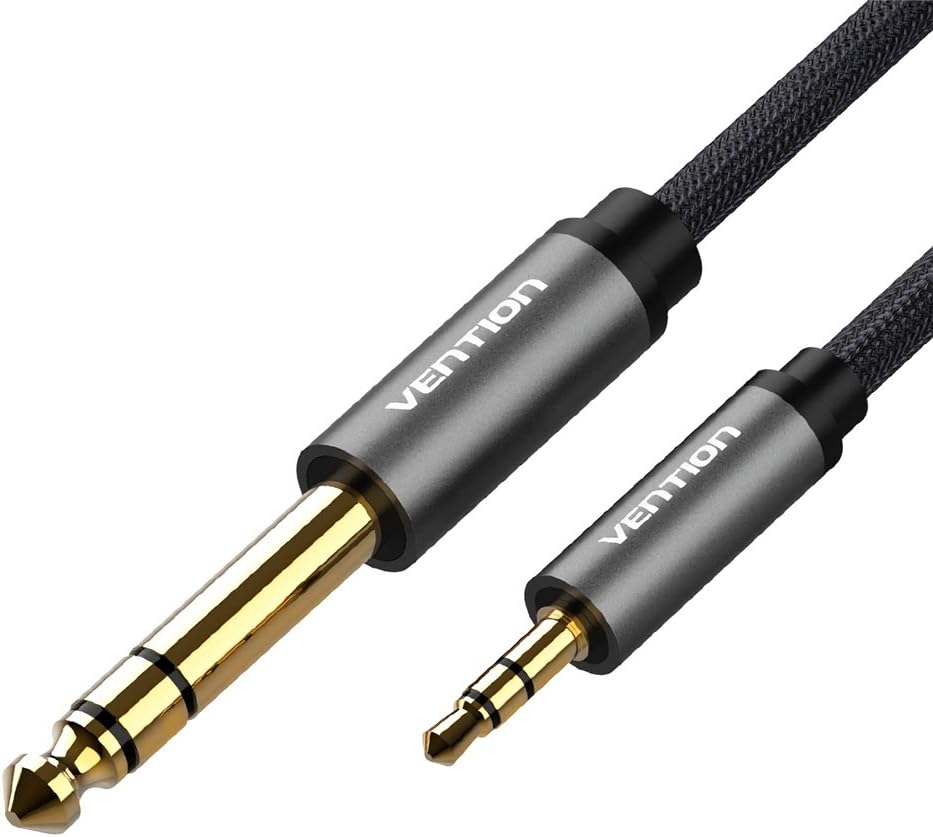 3.5 mm to 6.35 mm Mono Cable(1m/3ft), 6.35mm 1/4" Male to 3.5mm 1/8" Male TRS Stereo Audio Cable with Zinc Alloy Housing and Braid Compatible for Laptop,Home Theater Devices, Amplifiers