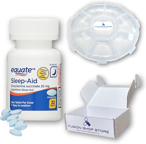 Equate Succinato de doxilamina 25 mg Sleep Aid 32 unidades, juego con estuche Fusion Shop Store Week (1) (paquete de 1)