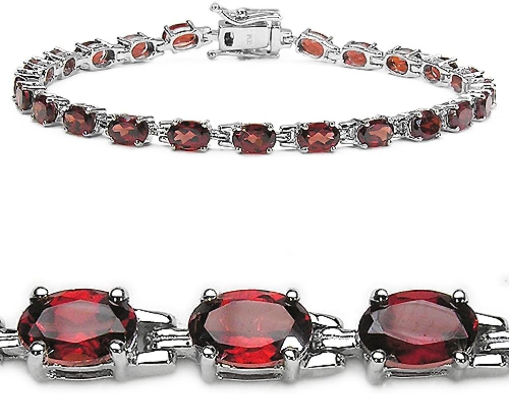 Sterlin Silver 13.2 CTW Genuine Garnet Tennis Bracelet
