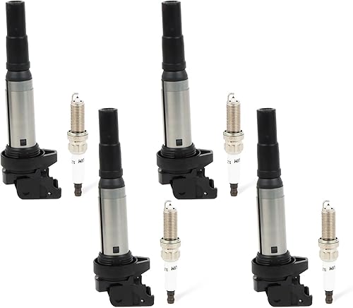 Paquete de 4 bobinas de encendido UF598 y bujías de iridio compatibles con Mini Cooper 2007-2013, Cooper Countryman 2011-2016, Cooper Paceman