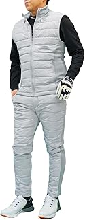 [TopIsm] ゴルフウェア セットアップ メンズ 上下セット ダウンベスト ゴルフパンツ 暖か裏起毛ボア ストレッチジャージ アウター ジップアップ スポーツ 秋冬
