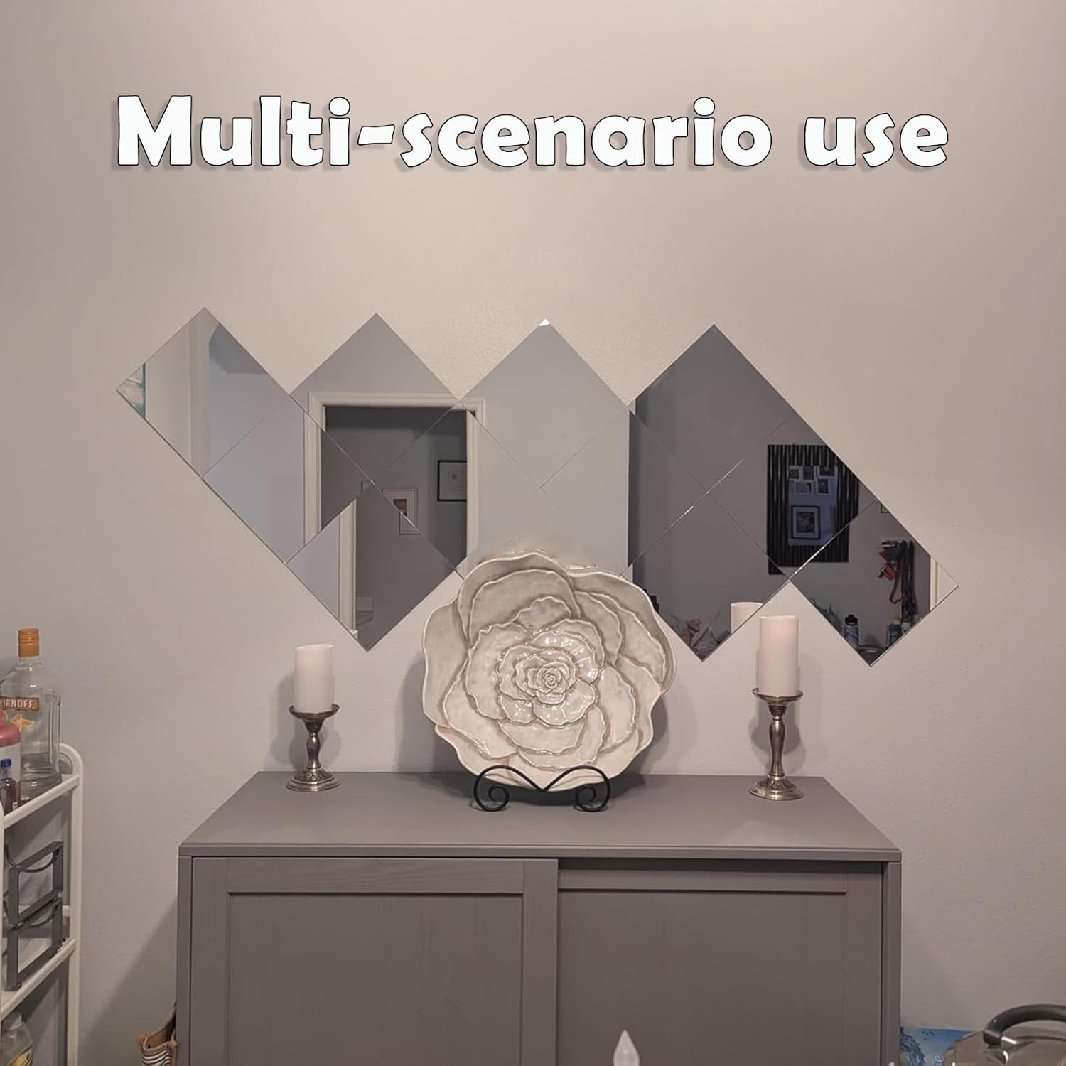 12" Square Mirror Centerpieces for Tables Decorations, 10 Pack Acrylic Square Mirror Tray Candle Plate 2mm Thickness Mirror Centerpiece Table Decorations for Wedding Decorations Party, Wall Decor