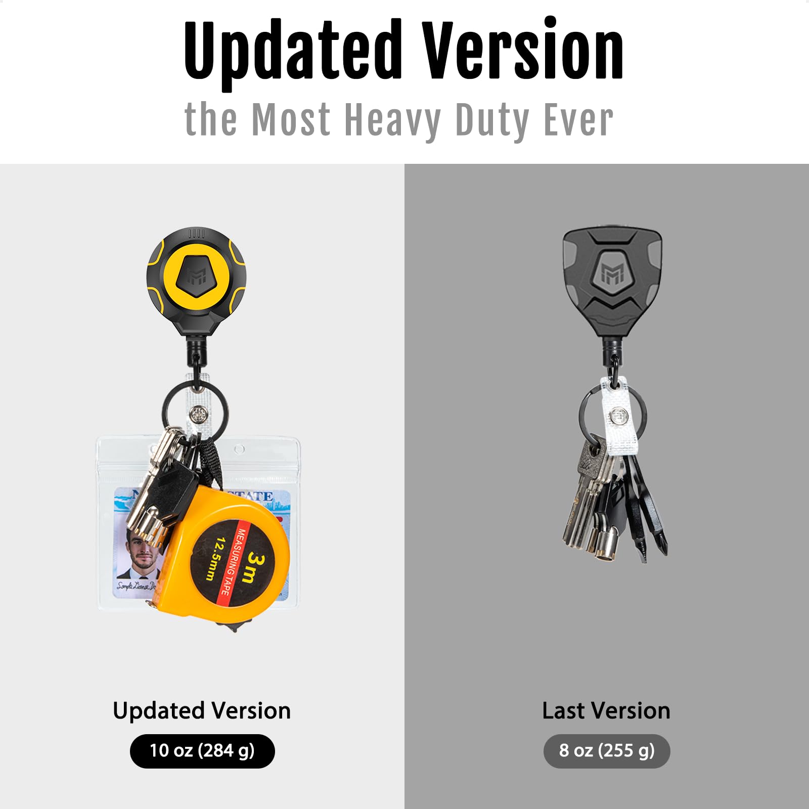 MNGARISTA Upgraded Heavy Duty Retractable Keychain with Belt Clip, 283.5 g Retraction, 80 cm Stainless Steel Cord - Image 3