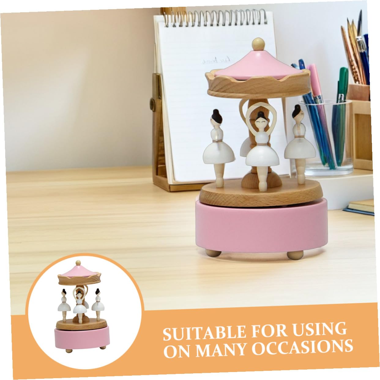 Caja de Música de Ballet de Madera Caja Giratoria de Bailarina para Escritorios Diseño de Ballet para Niñas