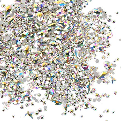 Nail Gems 1848pcs, YGDZ 1728 Nail Rhinestones & 120pcs Multi Shapes Glass Crystals