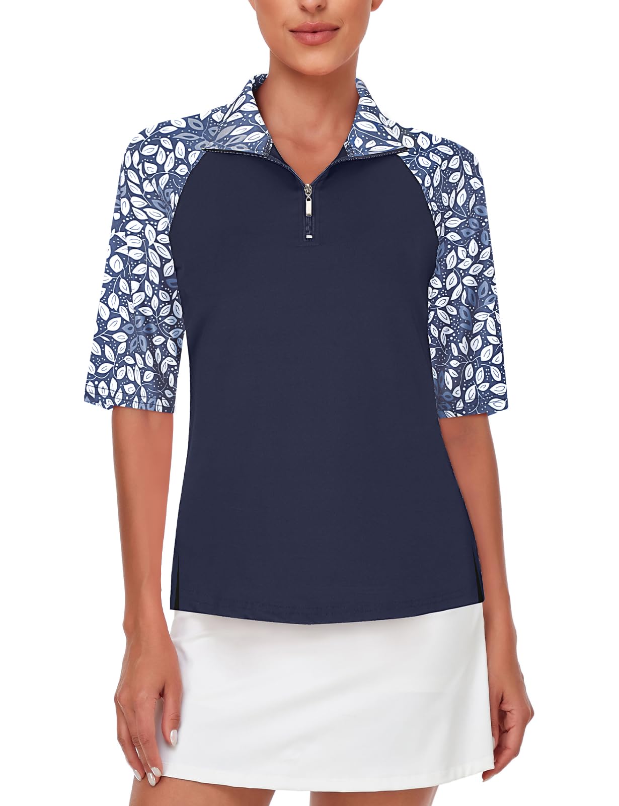 Cucuchy Womens Golf Shirt Half Sleeve Quarter Zip Polo Tennis Shirts Workout Tops