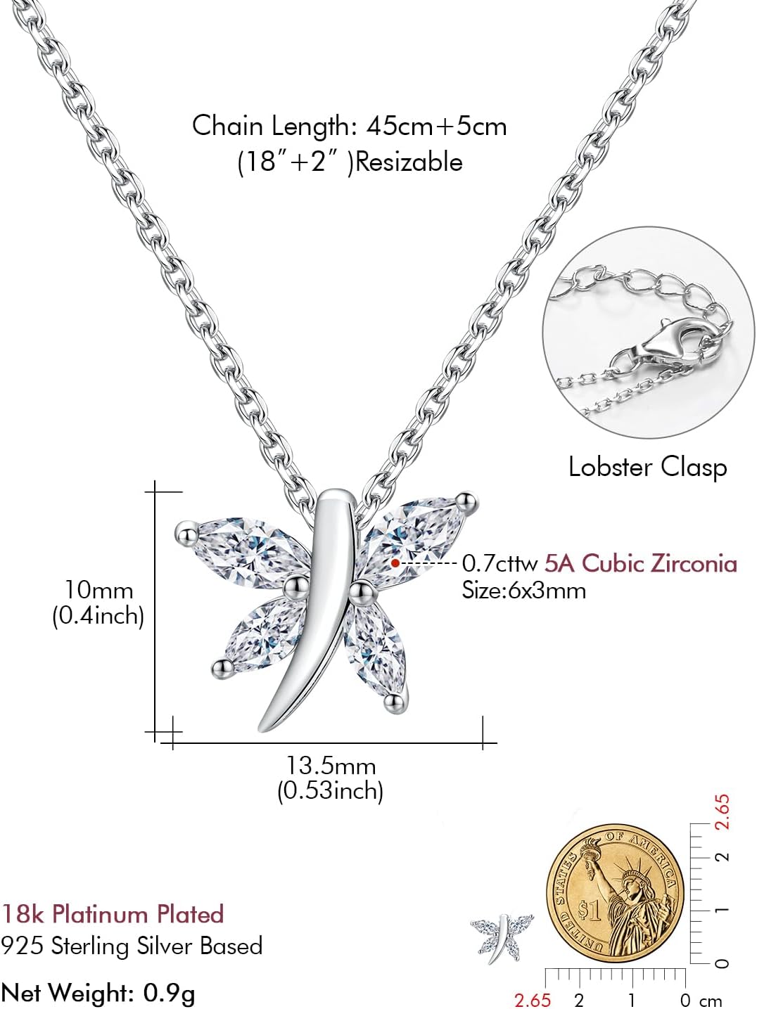 DAYBYDAY Dragonfly Necklace 925 Sterling Silver Birthstone Necklaces for Women Dainty Cute Dragonfly Pendant Necklace Dragon Fly Jewelry - Image 6