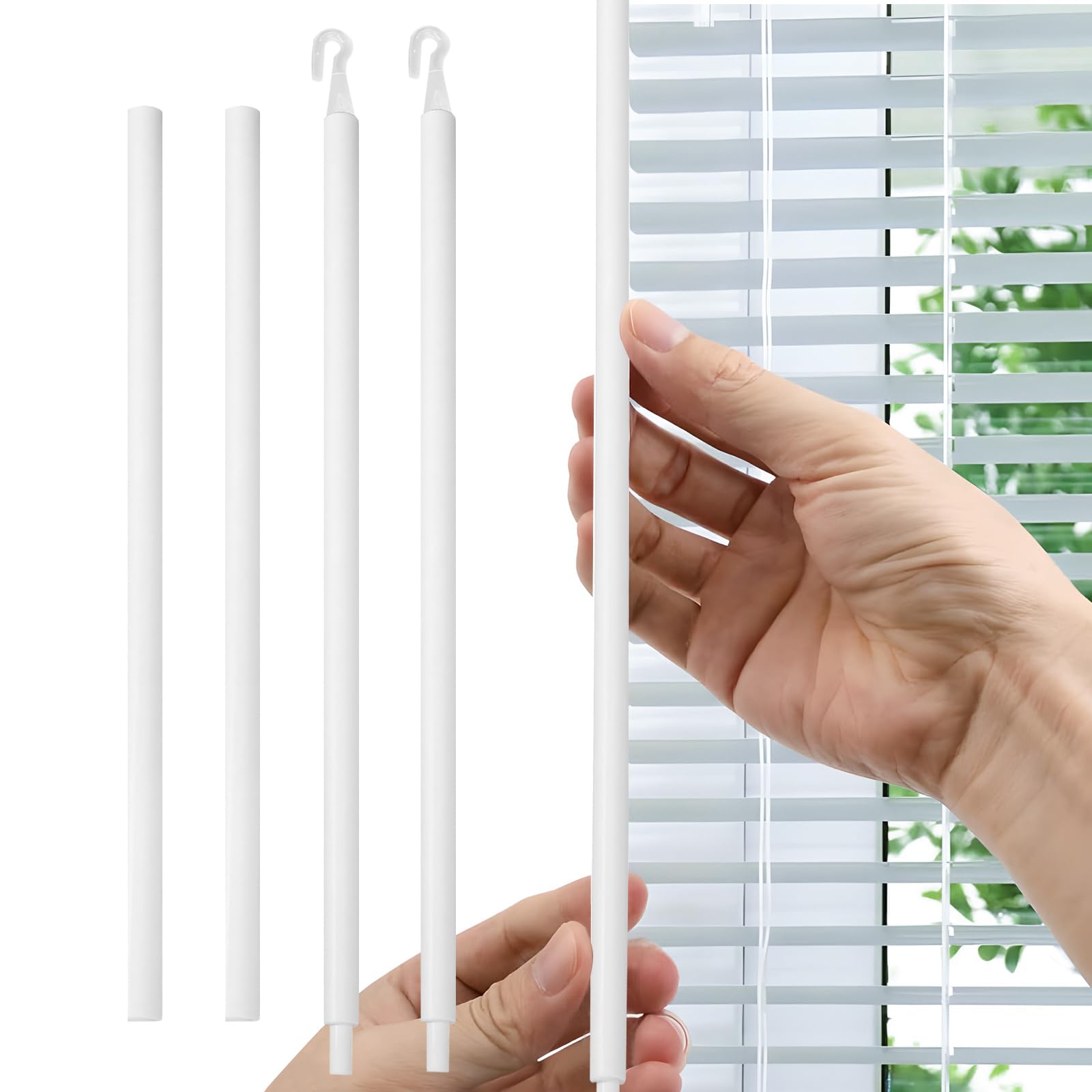 Lucxhcky2-Piece Blind Wand Replacement with Hook, White Plastic Blind Opener for Windows (60cm)