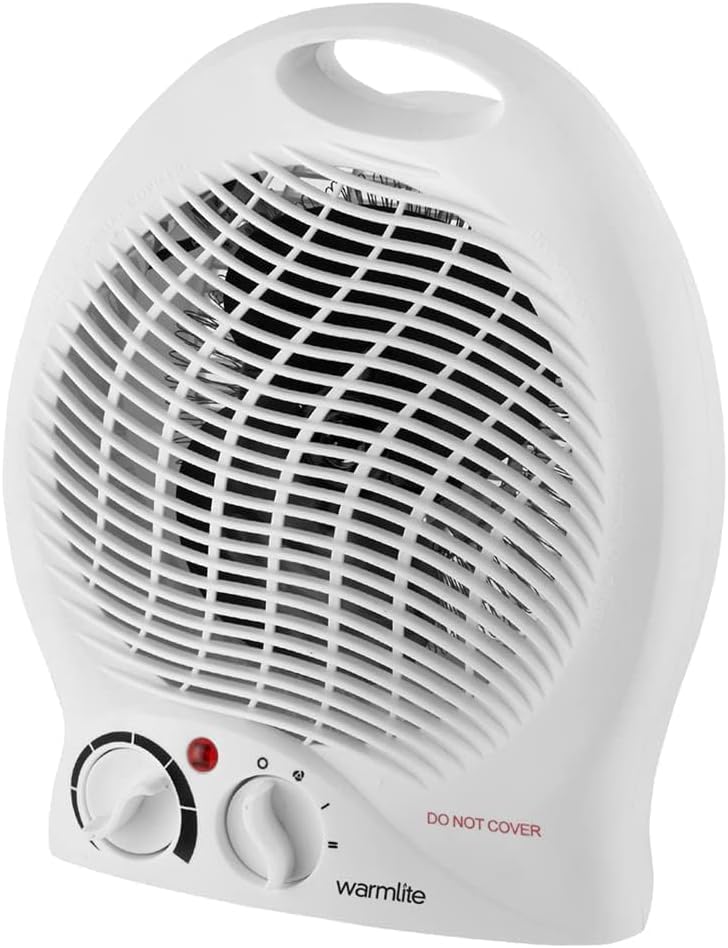 Warmlite Thermo Fan Heater with 2 Heat Settings and Overheat Protection, White, 2000 W