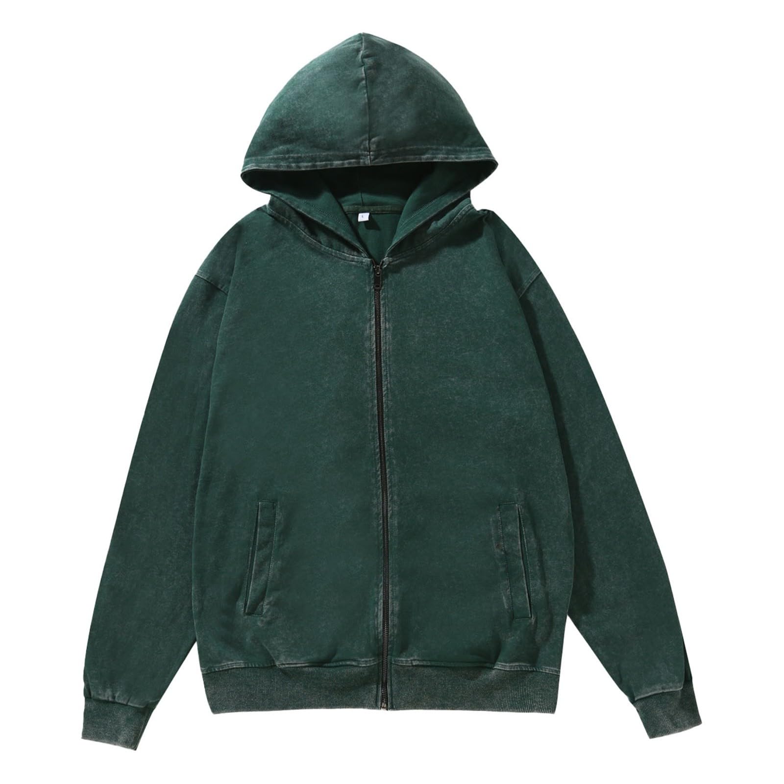 Zielone bluzy z kapturem dla dorosłych, ciepły pulower bluza z kapturem top polar długi rękaw topy praca i długie noszenie retro sprana bluza outdoorowa grube bluzy z kapturem