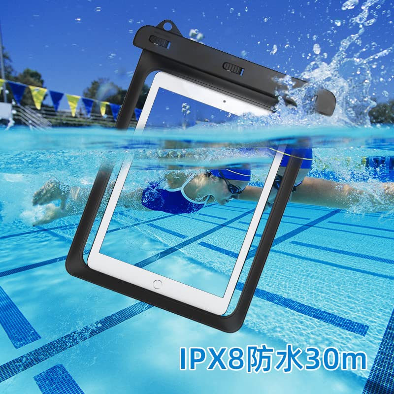 10 in Tablet Water Resistant Waterproof Pouch Dry Bags Case for iPad (2025) 10.9 iPad Air 11 iPad Pro 11 iPad 9.7 Samsung Galaxy Tab S10 S9 S8 S7 11 S6 10.5 Tab A8 10.5 A7 10.4 (Black)