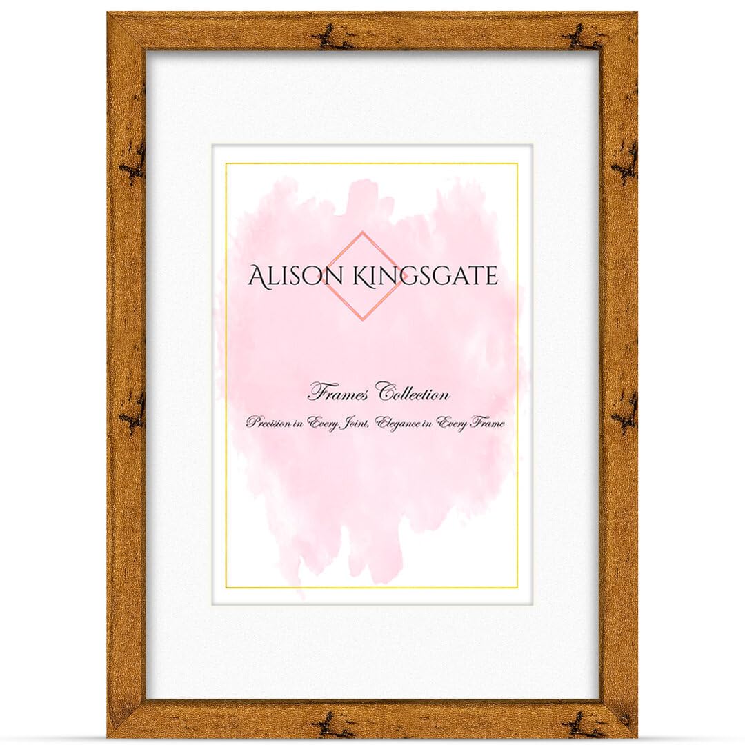 Alison Kingsgate A2 Rustic Oak Picture Frame with A3 Mount - Engineered Wood Photo Frame with Precision Cut Cardboard Mount - Ideal for Posters -Sizes & Colours Available — image 1