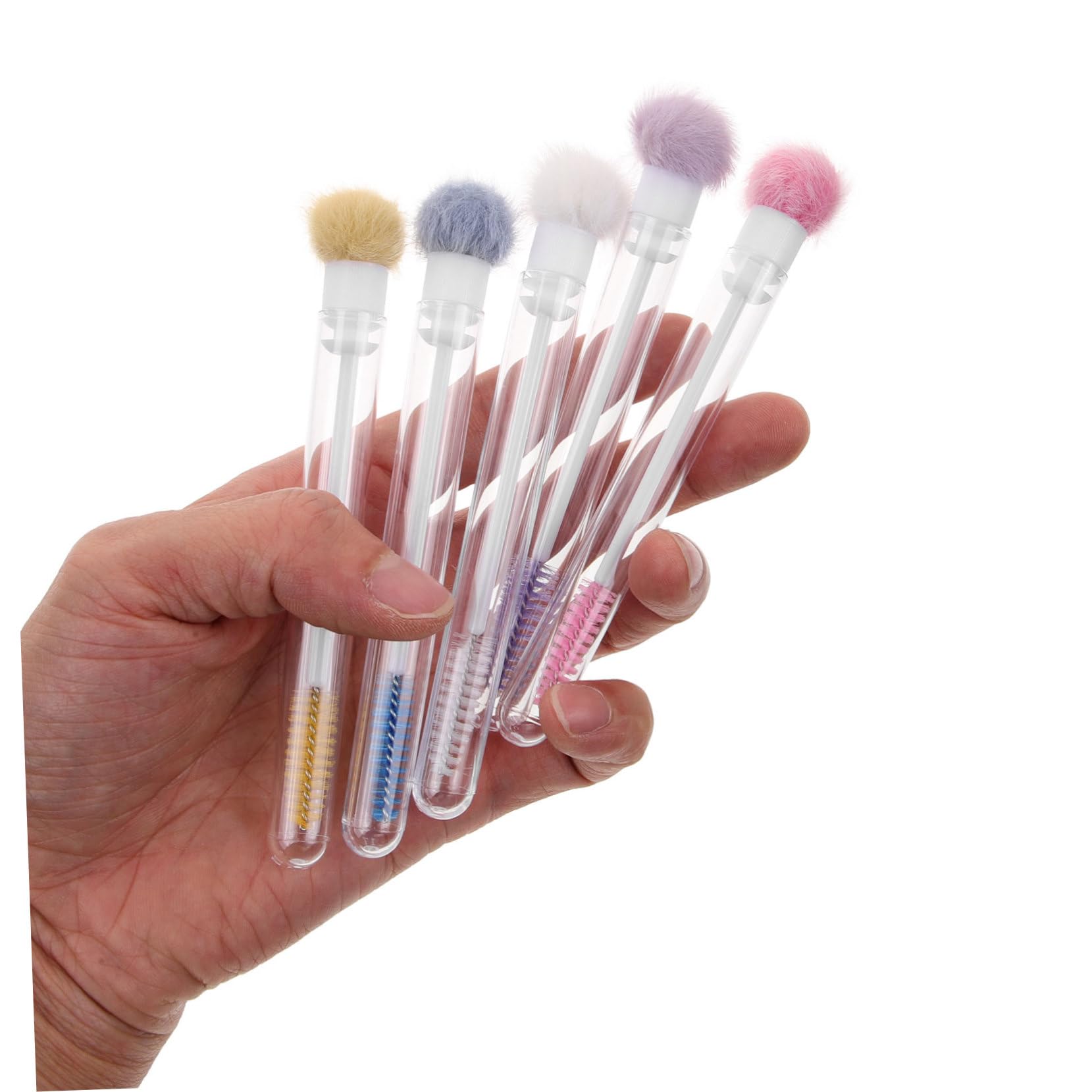WOFASHPURET Elegant Sturdy Eyelash Eyebrow Brush Set 5pcs Applicators with Tube Ideal for Women