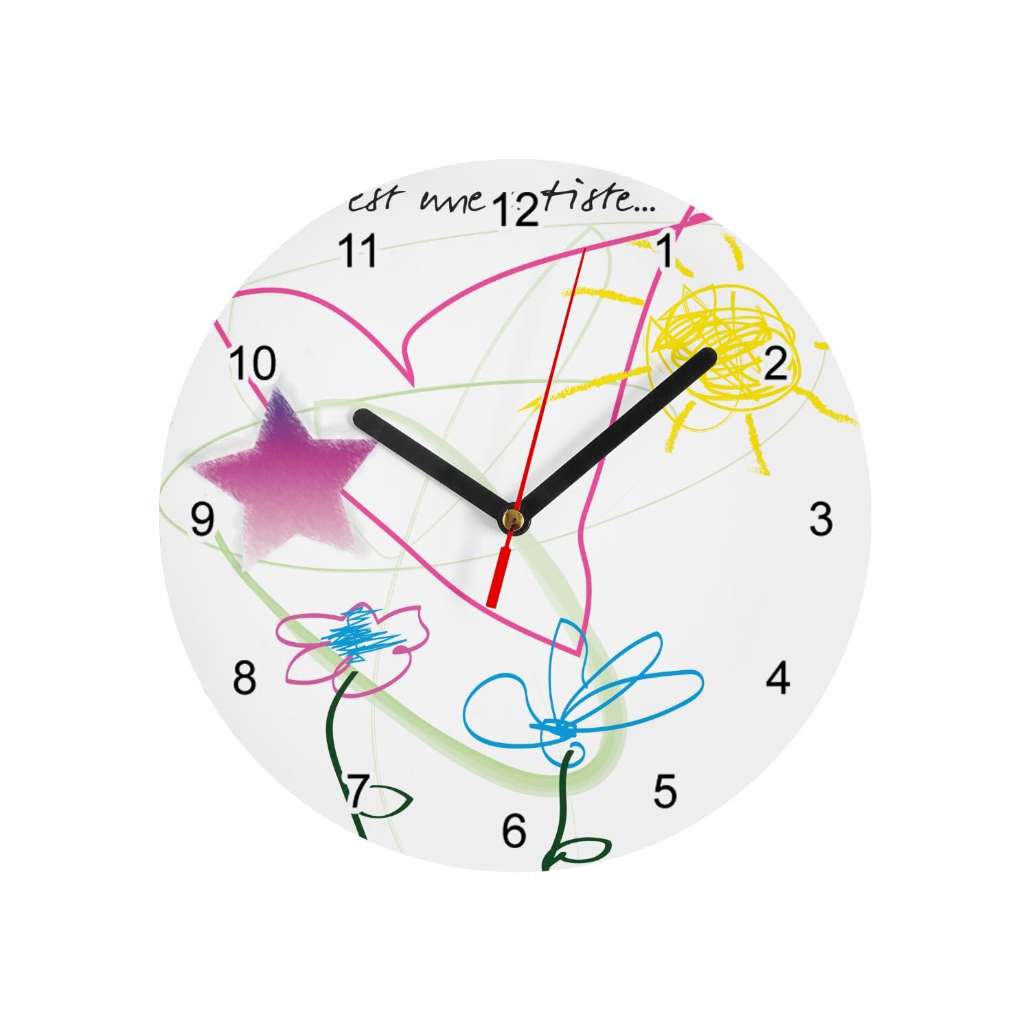 Horloge murale en verre ma fille est une artiste décoration murale blanche