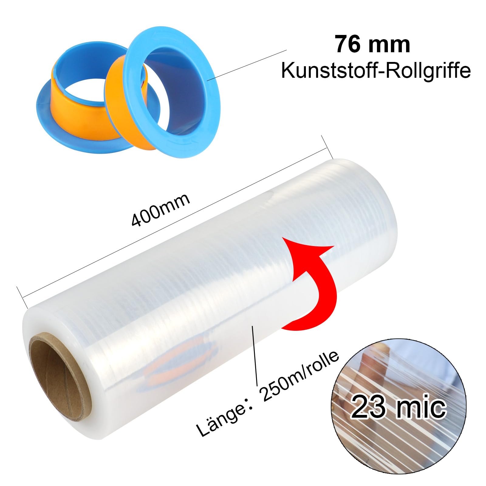 2 rouleaux de film étirable transparent