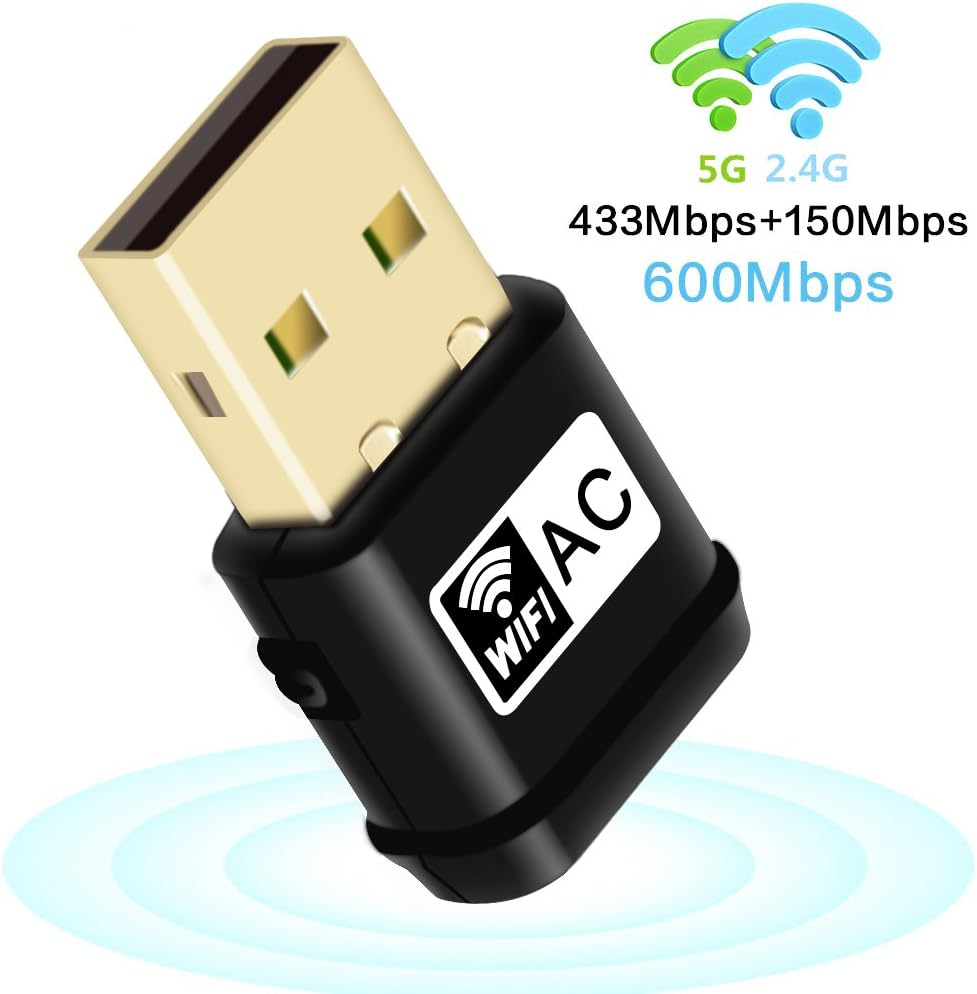 EATPOW Mini Wireless Wifi Dongle 600Mbps Dual Band 2.4G/5G AC802.11 USB Adapter with Soft AP & WPS for Computer,Laptop and Desktop,Support Windows 7/8/10/Linux/MAC OS.