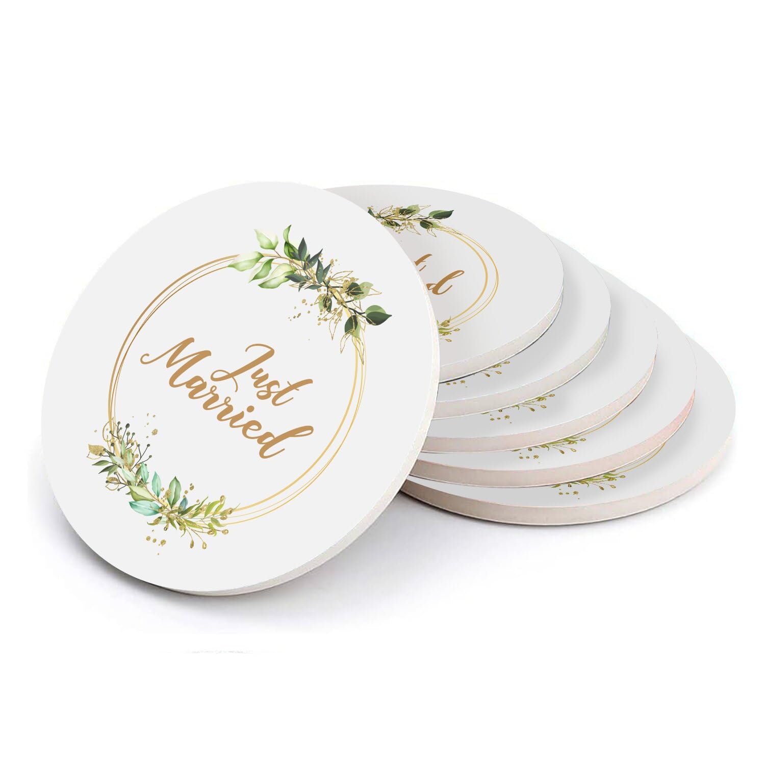 Sous verre ronds céramique haut de gamme, lot de 6 pièces mariage fleurs 108mm