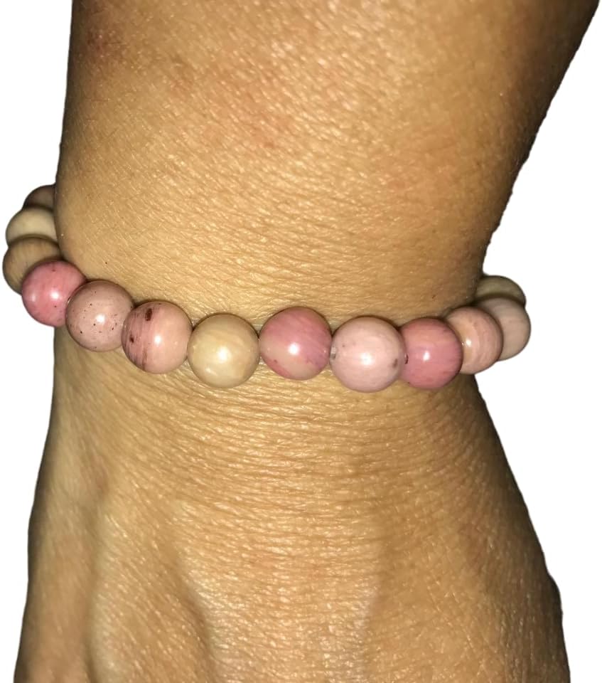 Rhodochrosite Beads Bracelet, Natural Jasper Bracelet, Rhodochrosite Birthstone, Healing Crystal Bracelet, Attract Money Attract Wealth Chakra & Reiki, Womens Bracelet, Mens Bracelet, Yoga Bracelets