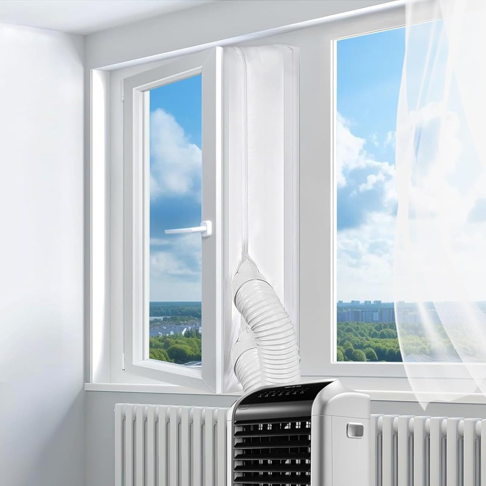 600CM Fensterabdichtung für Mobile Klimageräte,Klimaanlagen,Wäschetrockner,Ablufttrockner,Hot Air Stop zum Anbringen an Fenster Flügelfenster, AC Window Seal