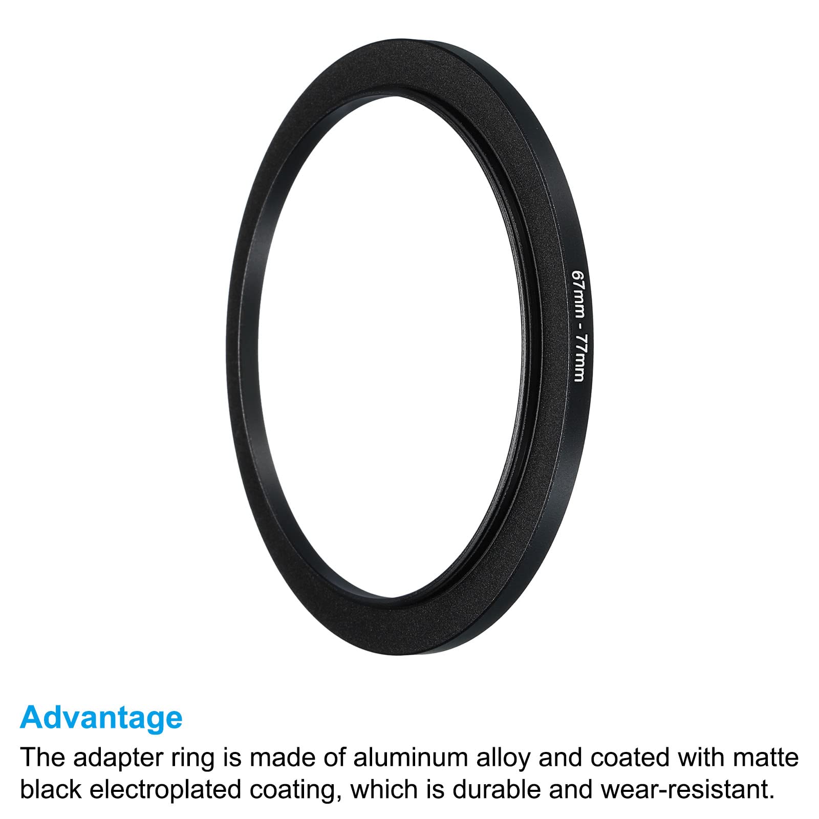 PATIKIL 67mm-77mm Metal Step Up Ring, Camera Lens Filter Adapter Ring Aluminum Filter Adapter Ring for Camera Lenses Hood Black - Image 4