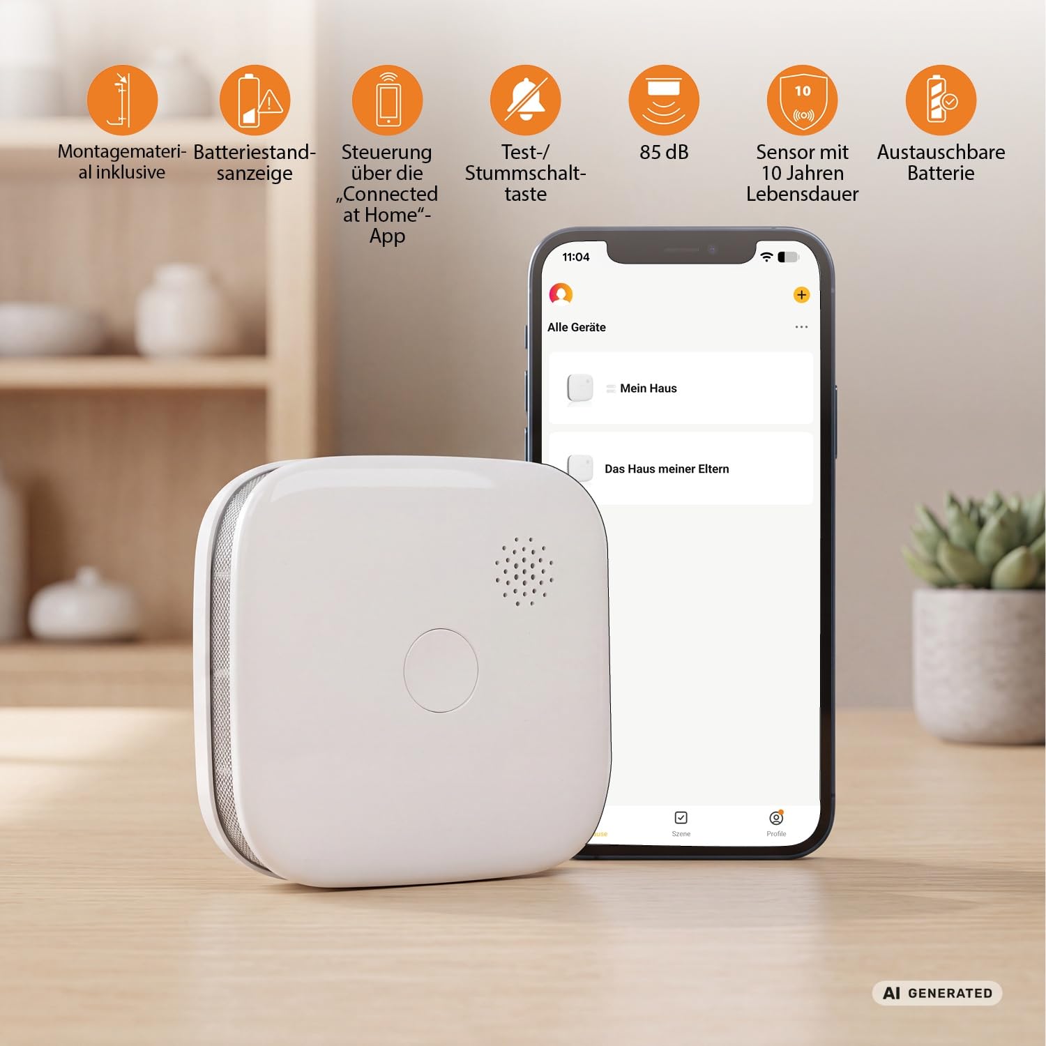 Smartwares Dreierpack vernetzte Rauchmelder von Smartwares – Kostenlose App – 85 dB – Entspricht der Norm EN-14604 – Austauschbare Batterien – LED-Anzeigen – FSM-12603