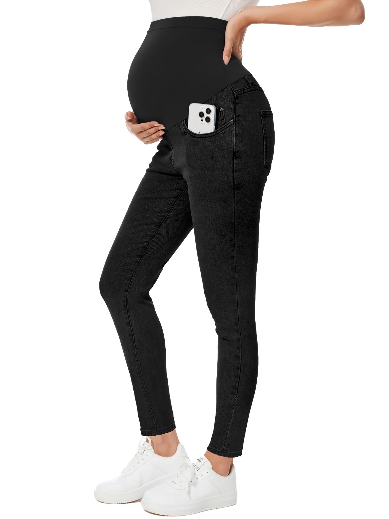 PACBREEZE Women's Maternity Jeans Over Belly Skinny Stretchy Denim Pants Comfy Slim Pregnancy Pants