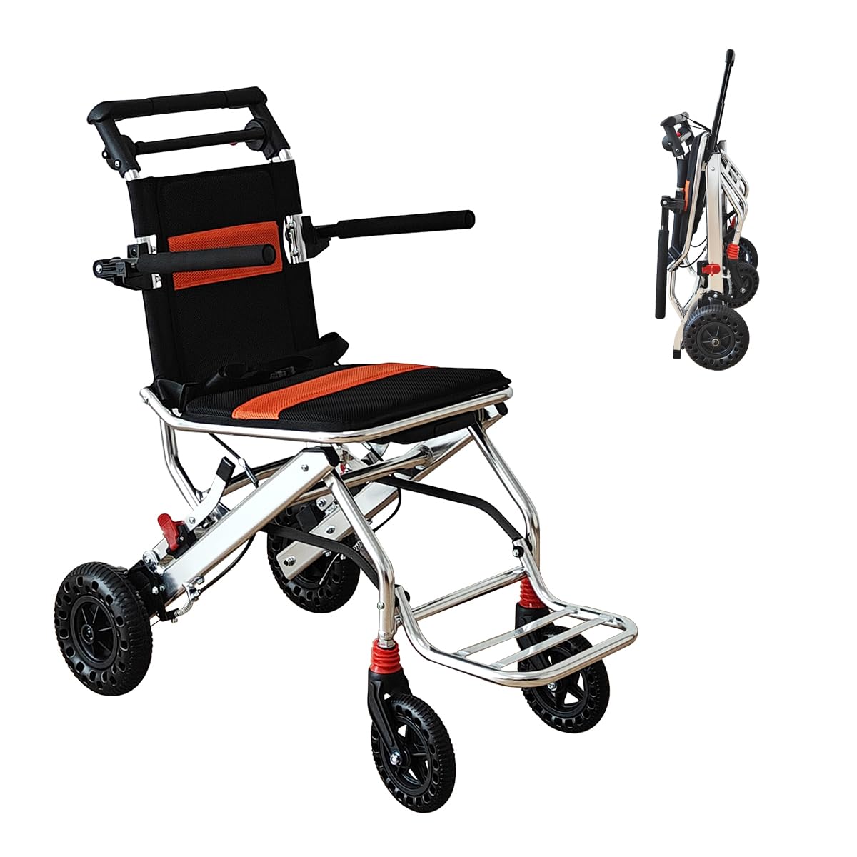 Amazon | RAKU 車椅子 介助型 キャリーハンドル付き 折りたたみ式 簡易