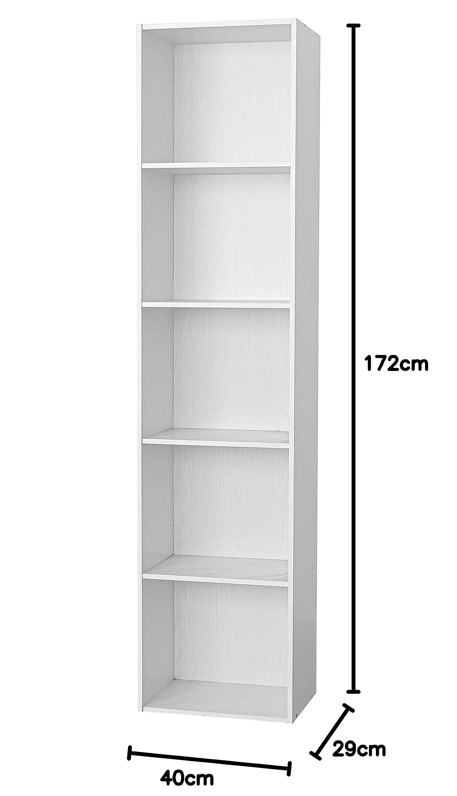Gardenia Libreria Scaffale 5 Ripiani, Legno, Bianco