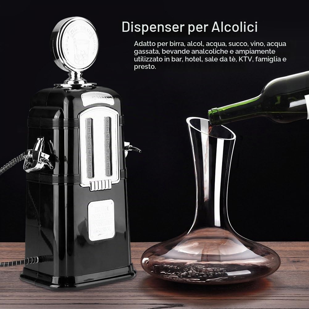 Distributore di birra 1000 CC, pompa a doppia pistola per erogatore di alcol adatto per birra, alcool, acqua, succo di frutta, vino, acqua gassata(Nero)