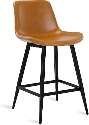 Miniatura 7 de Cozyman Taburete de mostrador de 24 pulgadas, taburete de bar moderno, mostrador de cocina con respaldo y reposapiés, para oficina en casa, cocina,